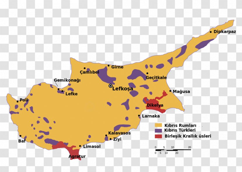 Turkish Invasion Of Cyprus Northern Famagusta Cypriot Enclaves United Nations Buffer Zone In - Language - Map Transparent PNG