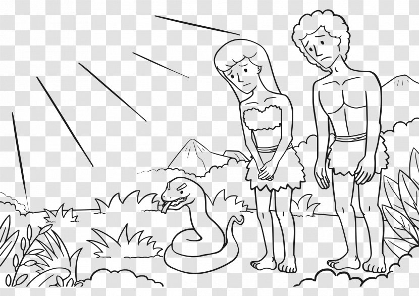 Adam And Eve Coloring Book Bible Fall Of Man Child - Frame Transparent PNG