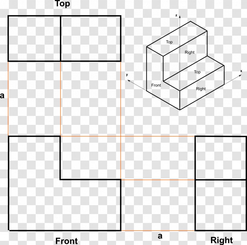 Drawing Line Angle Orthographic Projection Multiview - Isometric Transparent PNG