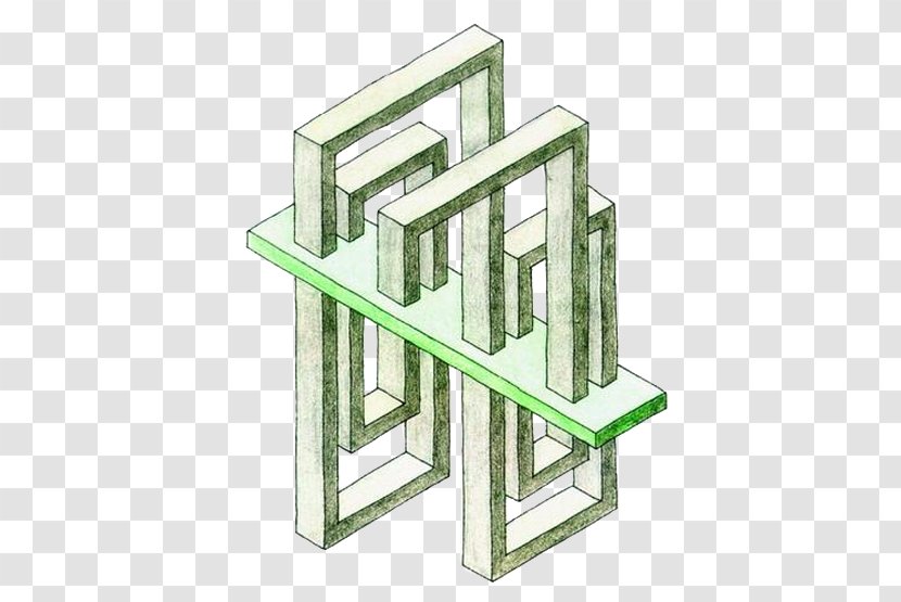 Penrose Triangle Impossible Object Drawing Optical Illusion - Stereoscopic Renderings Of Distance And Space Transparent PNG