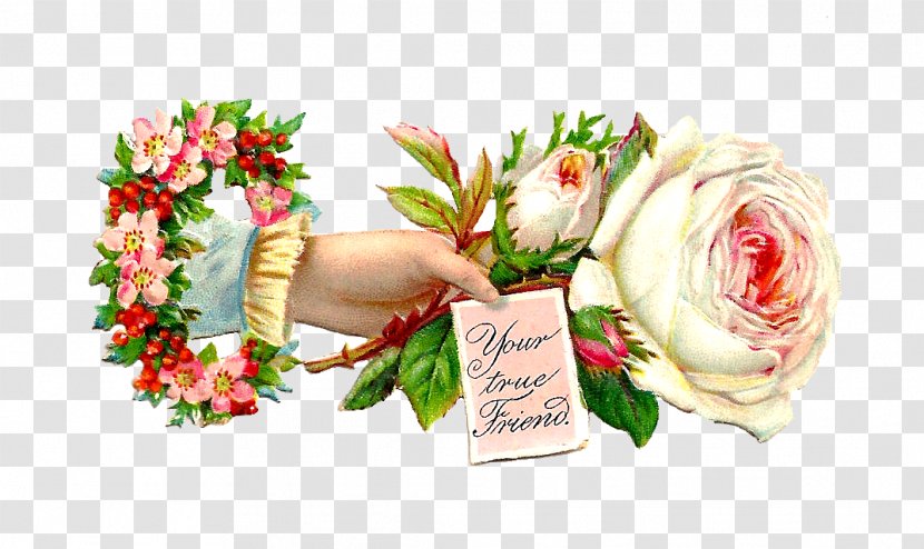 Victorian Era Rose White Clip Art - Hand Flowers Transparent PNG