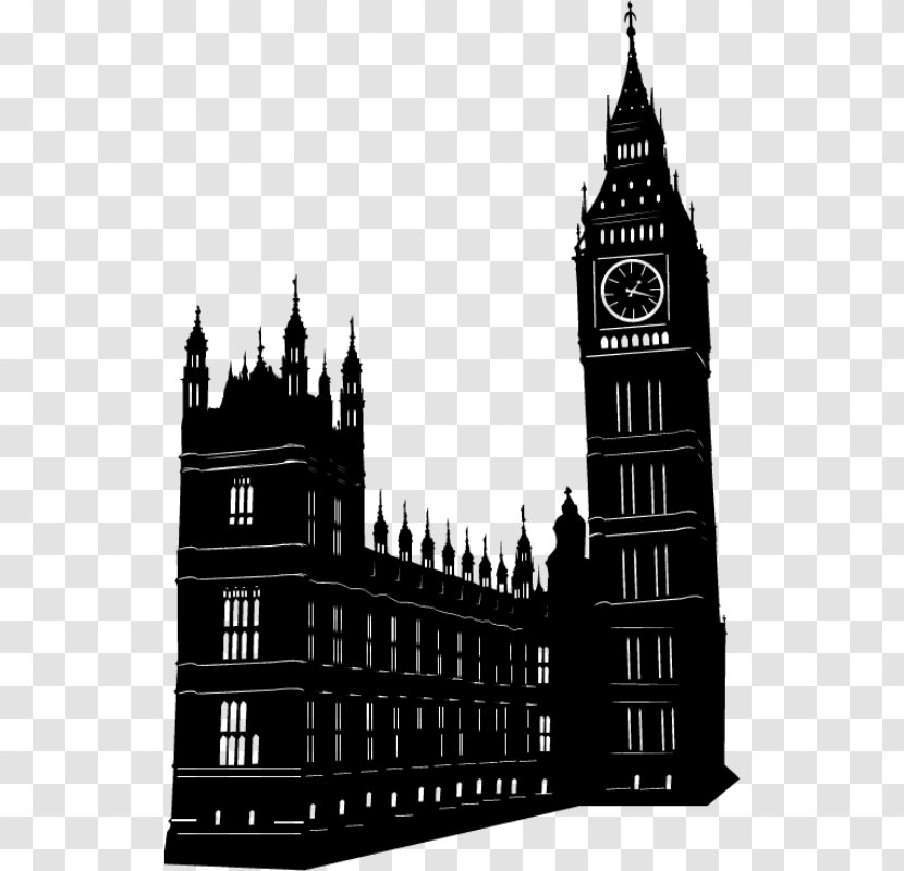 Big Ben Statue Of Liberty City London Landmark Tower - Black And White Transparent PNG