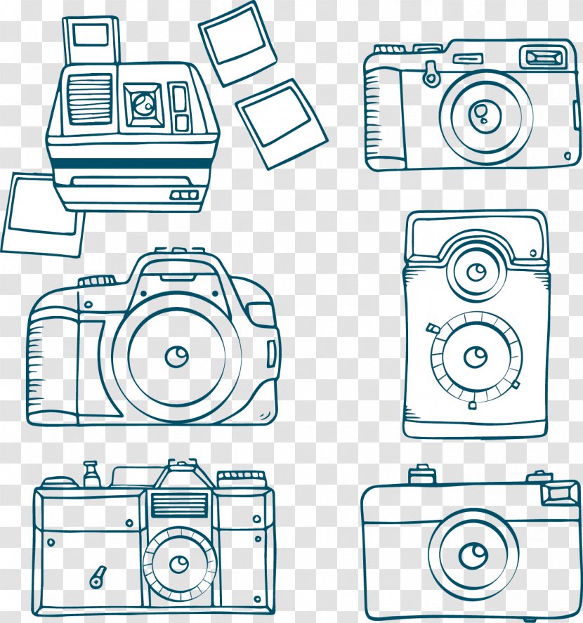 Paper Drawing Digital Camera - Black And White - Hand-painted The Transparent PNG