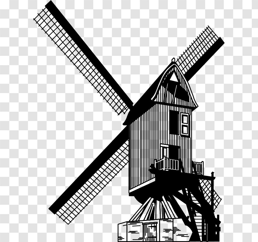 Windmill Watermill Clip Art - Silhouette Transparent PNG