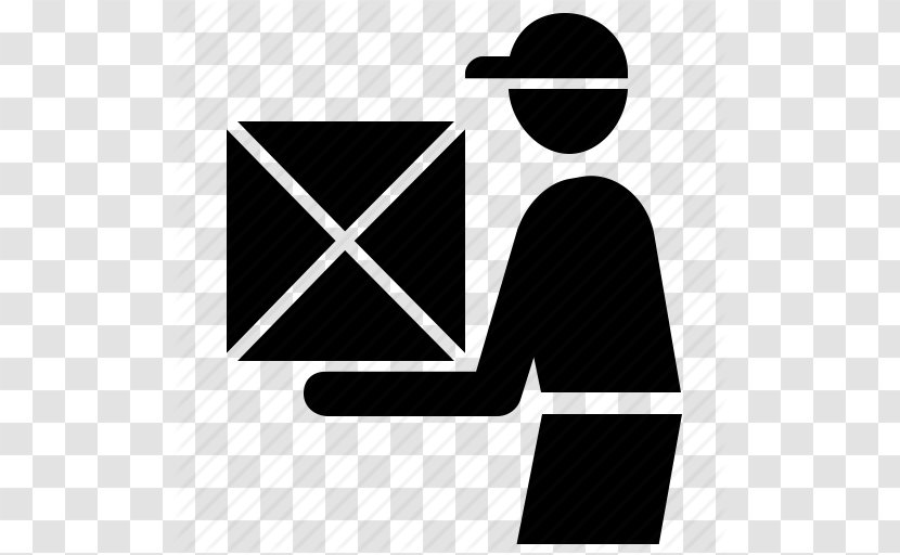 Mail Carrier Illustration - Black And White - Delivery Icons Download Transparent PNG