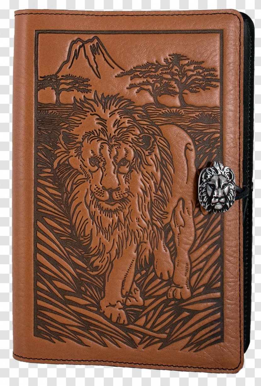 Lion Tiger Leather Oberon Design Book Cover - Wood Transparent PNG