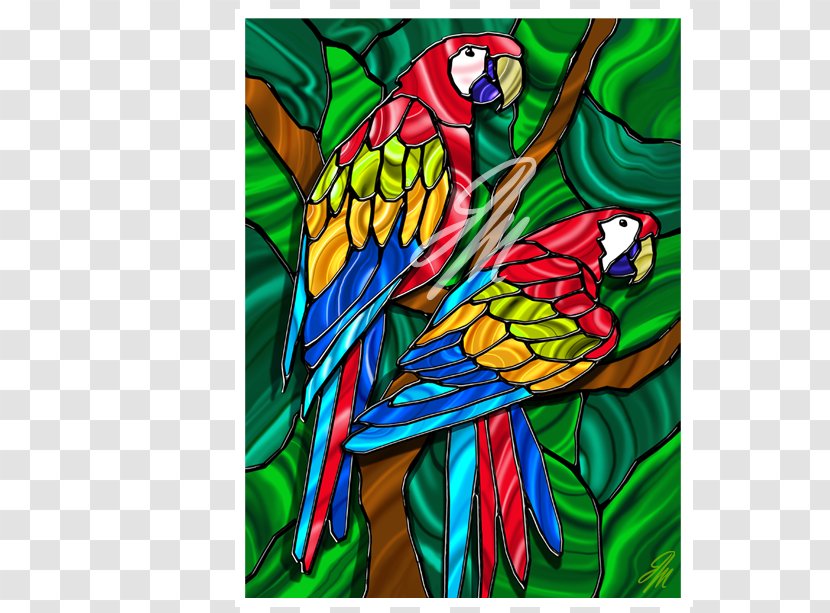 Macaw Parrot Stained Glass Canvas Acrylic Paint - Fictional Character Transparent PNG