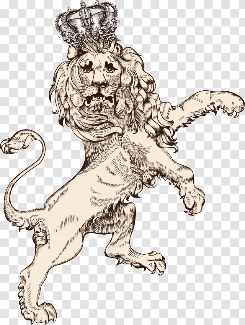 Lion Tiger Illustration - Fictional Character - Vintage Vector Transparent PNG