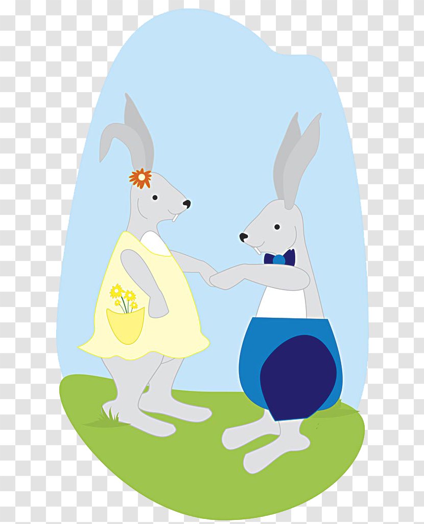 Easter Bunny Rabbit Hare Clip Art - Say Hello To Two Little Rabbits Transparent PNG