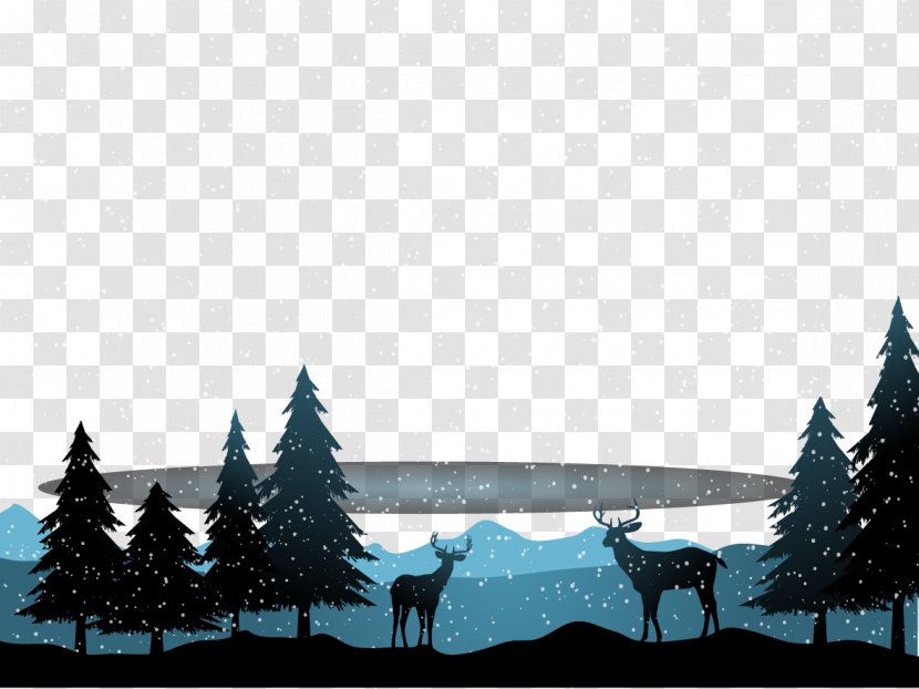 Deer Snow Winter Landscape Christmas - Snowing Transparent PNG