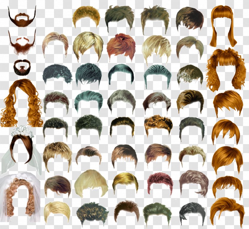 Hairstyle Long Hair Male - Wig - Design Templates Transparent PNG