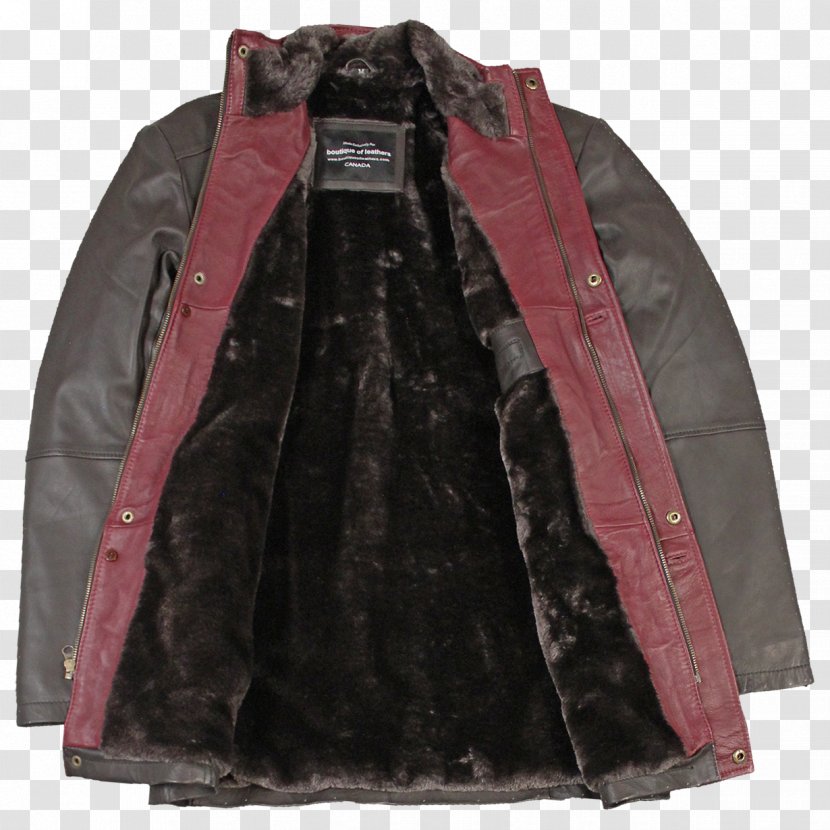 Leather Jacket Fake Fur Coat - Pocket - And Transparent PNG
