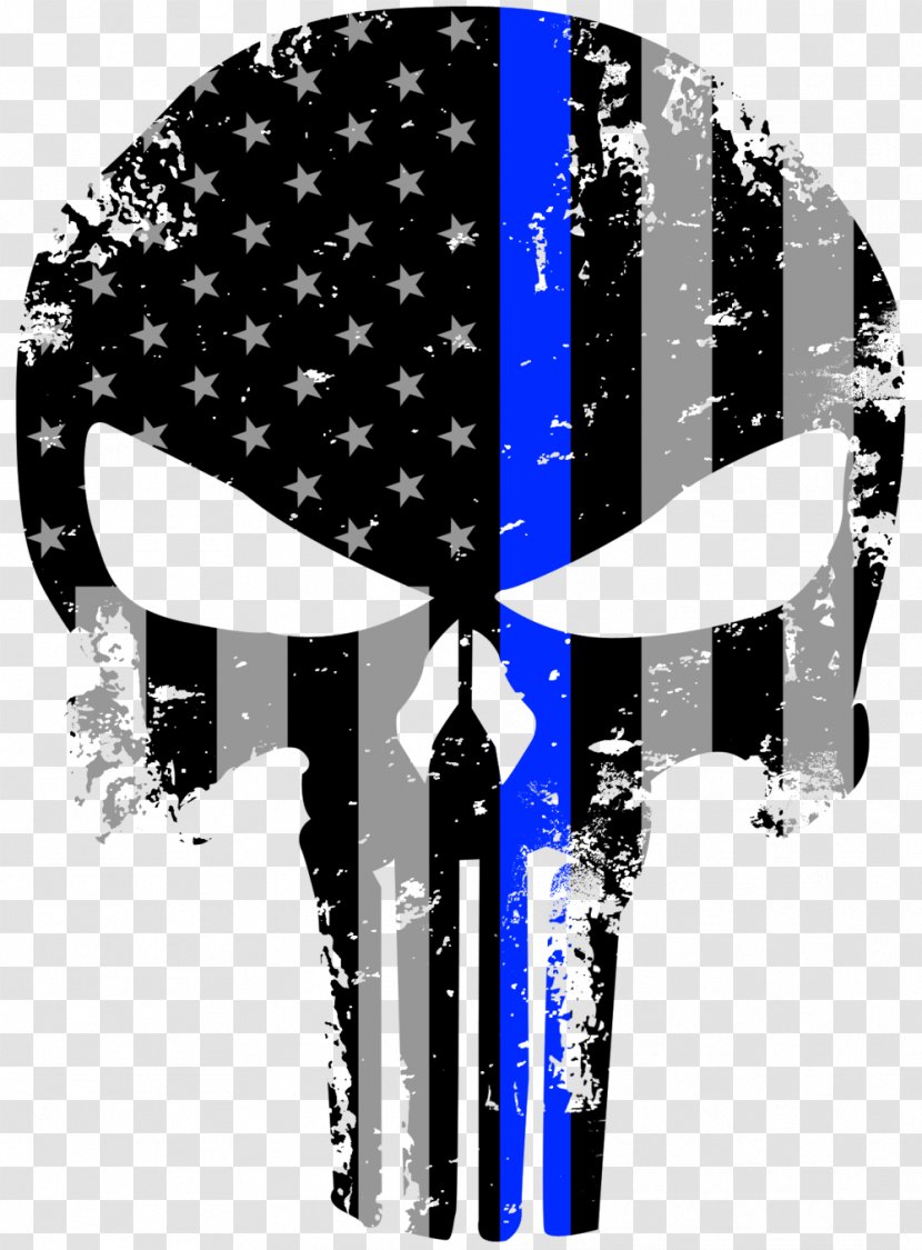 Punisher United States Thin Blue Line Decal Police Officer - Firefighter Transparent PNG