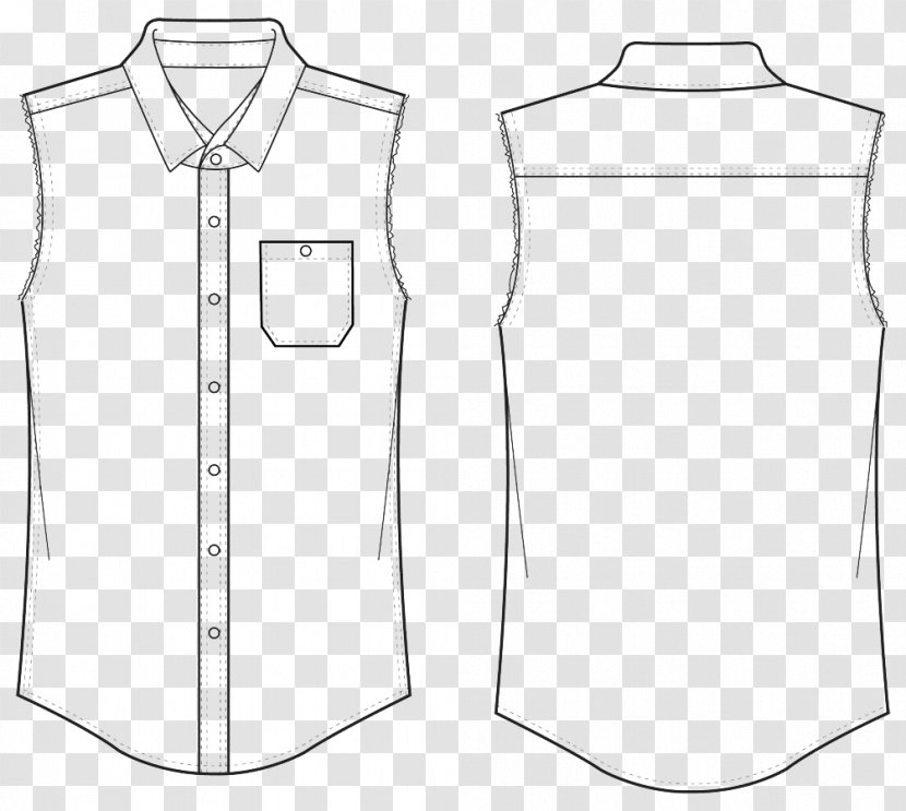 Dress Shirt White Sleeveless Pattern - Uniform - Sketch Transparent PNG