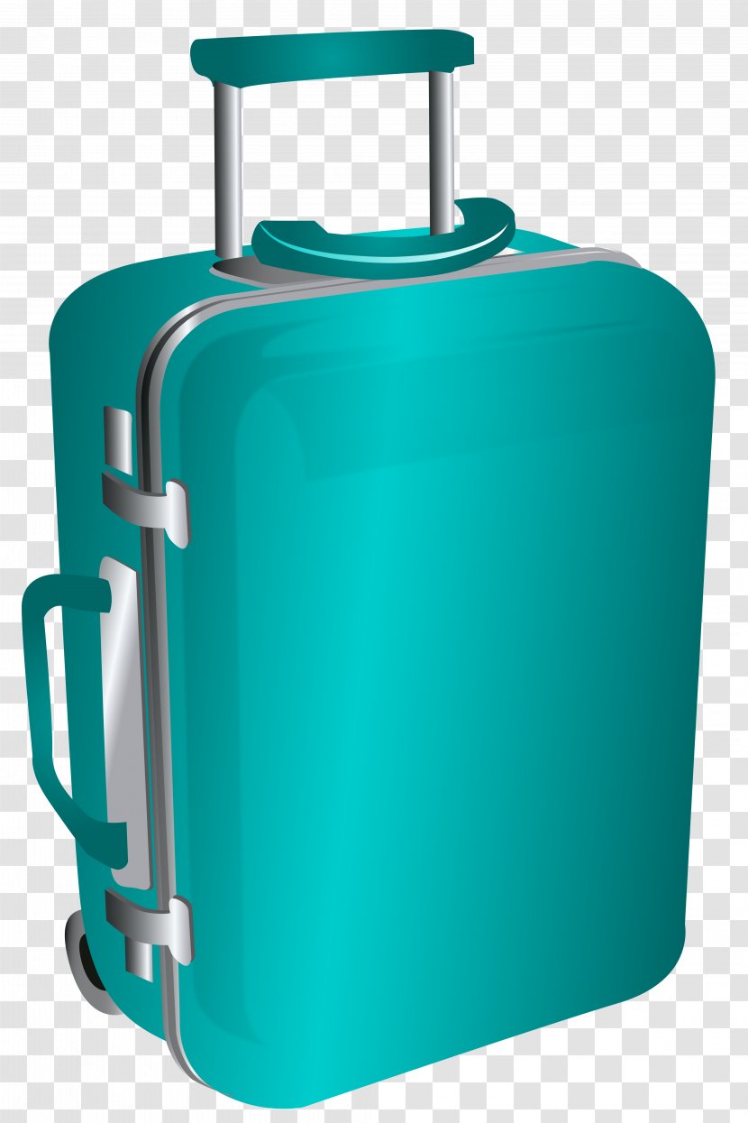Suitcase Baggage Clip Art - Green - Blue Trolley Travel Bag Clipart Image Transparent PNG