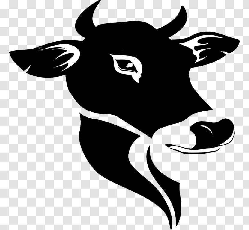 Clip Art Taurine Cattle Baka Cow Vector Graphics - Monochrome Transparent PNG