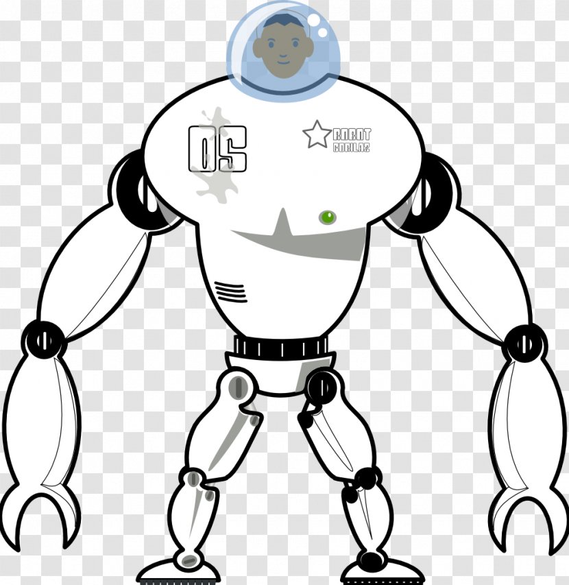 Black And White Coloring Book Drawing Clip Art - Robot Transparent PNG