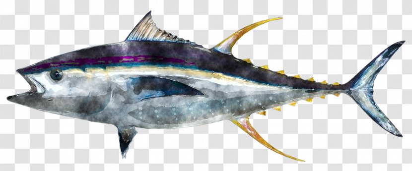 Yellowfin Tuna Food Fishing Clip Art - Seafood - Colorful Leaves Watercolor Transparent PNG