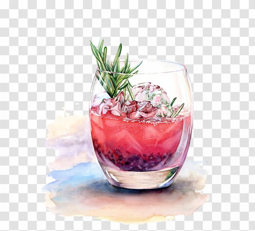 Cocktail Pixf1a Colada Watercolor Painting Drink Drawing - Flower - Hand-painted Wine Transparent PNG