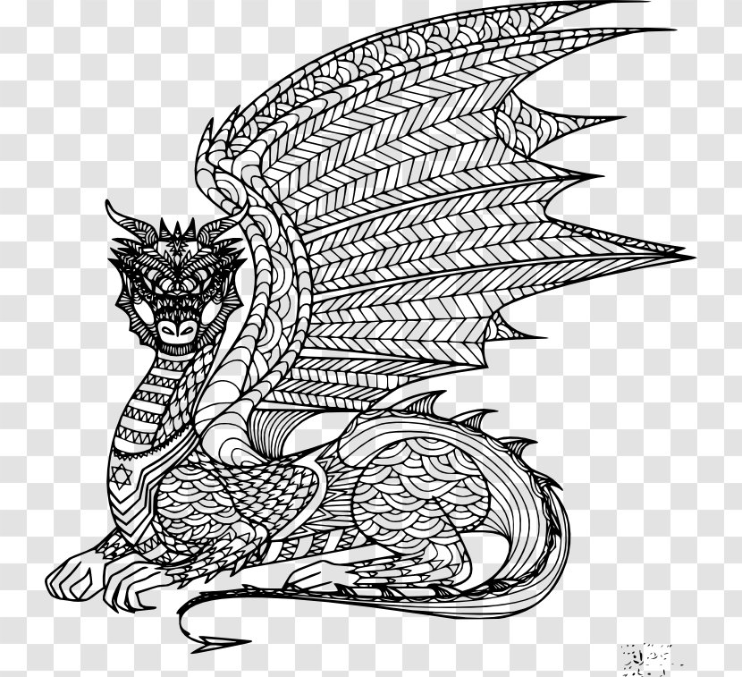 Coloring Book Dragon Child Adult Fantasy - Wing Transparent PNG
