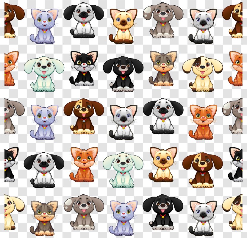 Pit Bull Puppy Kitten Cat - Cartoon Cats And Dogs Transparent PNG