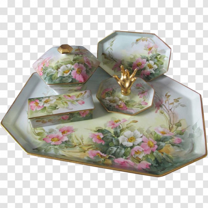 Limoges Porcelain Antique Tray Le Grenier D'augustine - Flowerpot - Hand Painted Boxes Transparent PNG