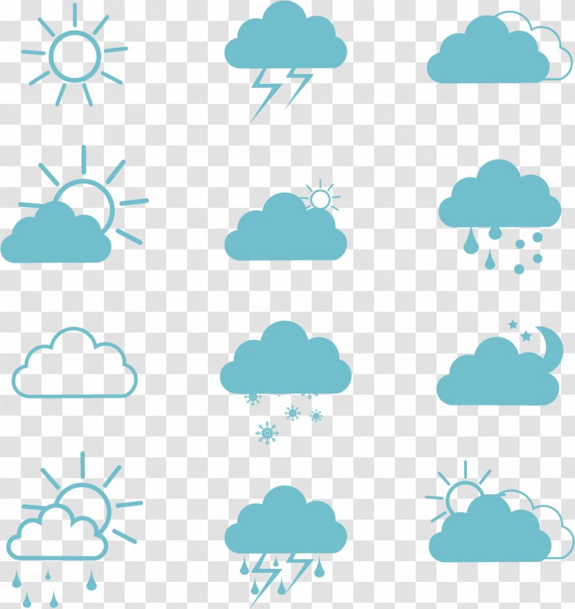 Weather Forecasting Cloud Icon - Wet Season - Flat Symbols Transparent PNG