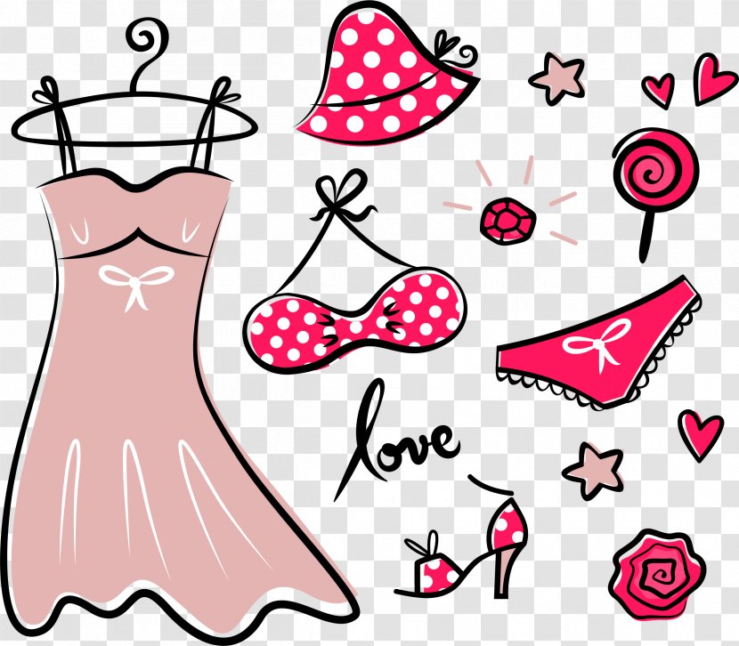 Fashion Accessory Royalty-free Clothing Clip Art - Heart - Painted Summer Women Dress Vector Material Transparent PNG