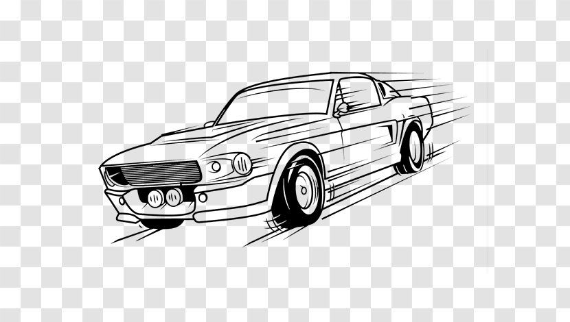 Ford Mustang Car Coloring Book Drawing - Line Art - Retro-style Automobile Transparent PNG