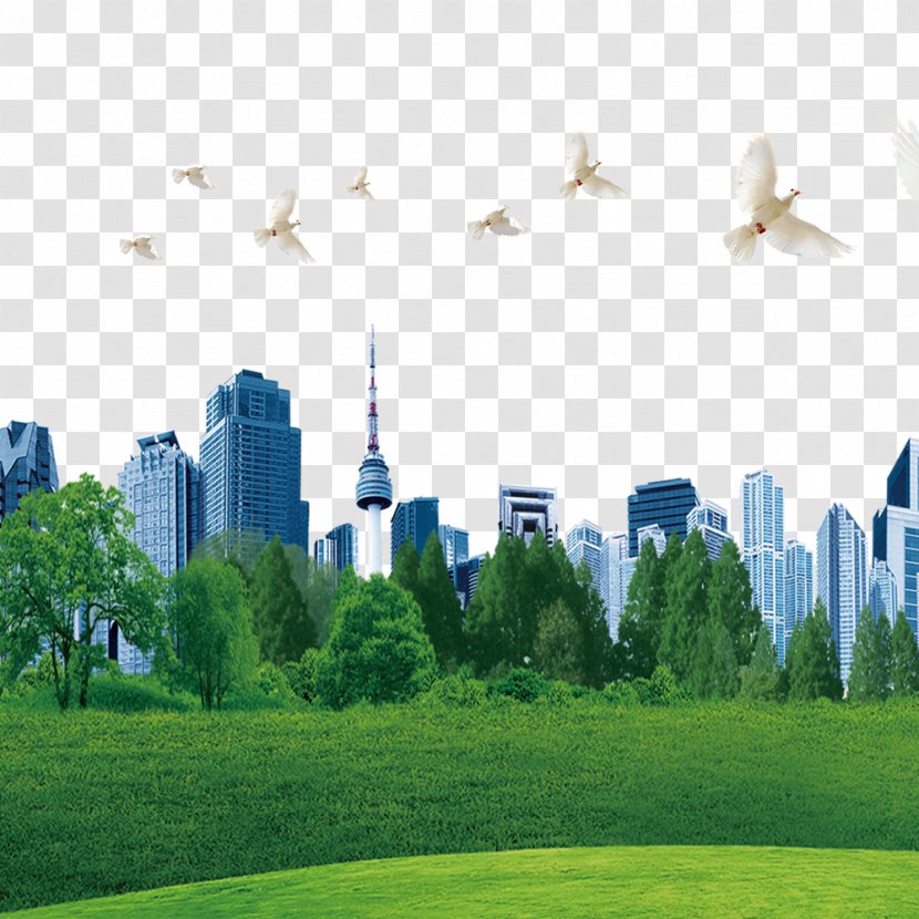 Green Computer File - Skyline - City Transparent PNG