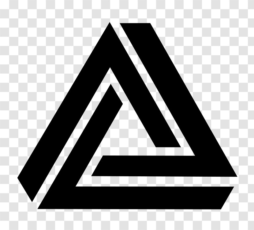 Penrose Triangle T-shirt Mathematics Logo - Monochrome Transparent PNG