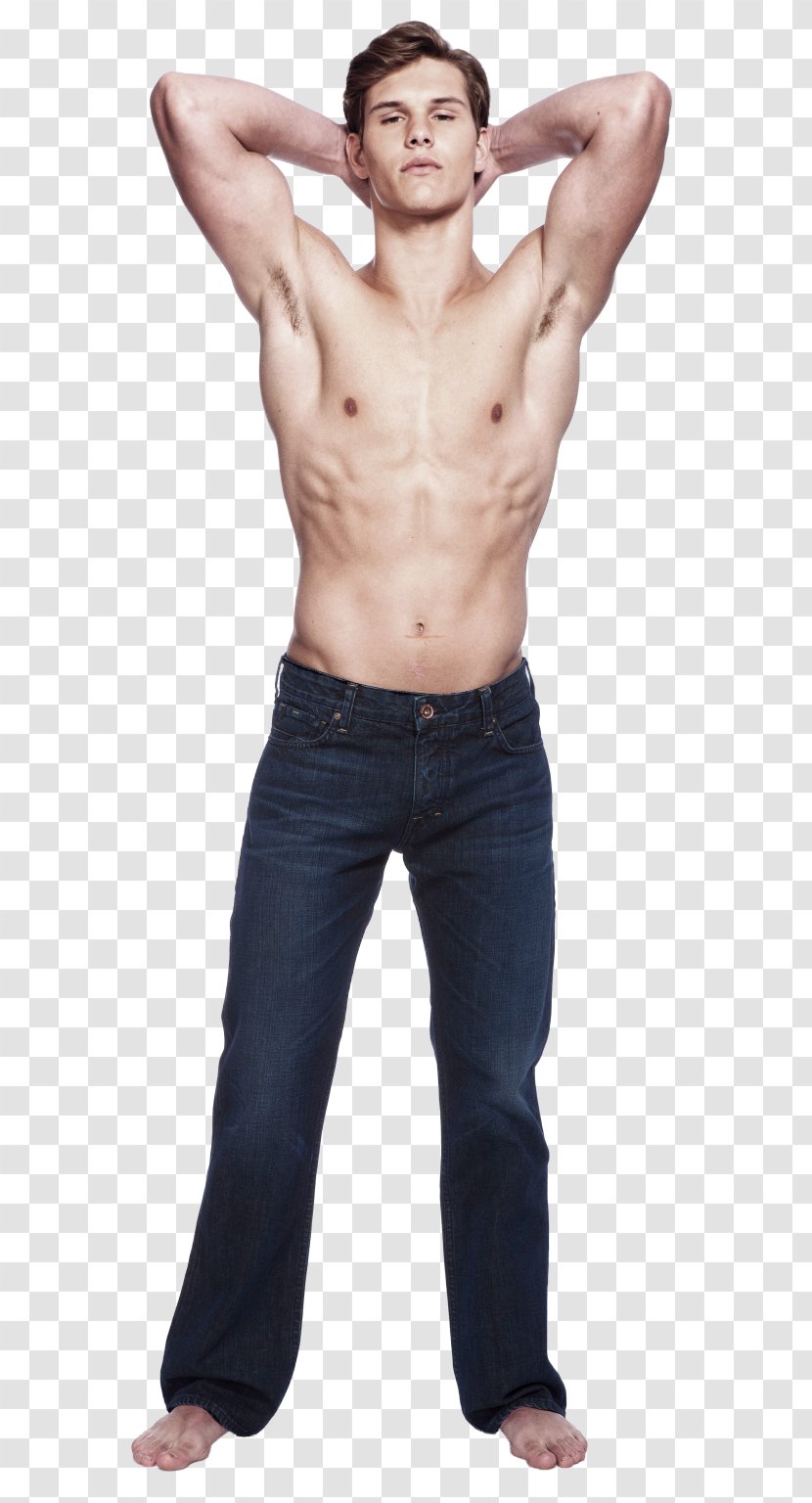 Barechestedness Jeans Denim Body Man Hip - Watercolor - Thomas Edison Transparent PNG