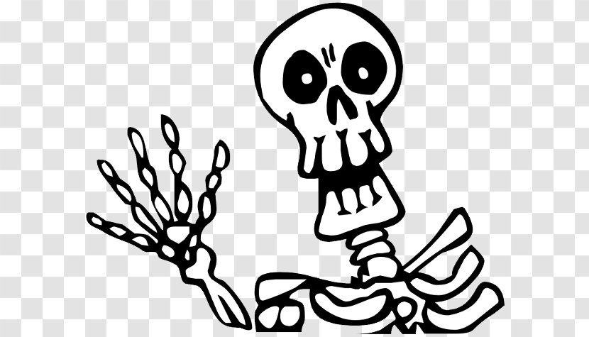 Human Skeleton Halloween Clip Art - Black And White - Picture Transparent PNG