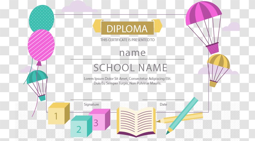 School Diploma Academic Certificate Graphic Design - Balloon Transparent PNG
