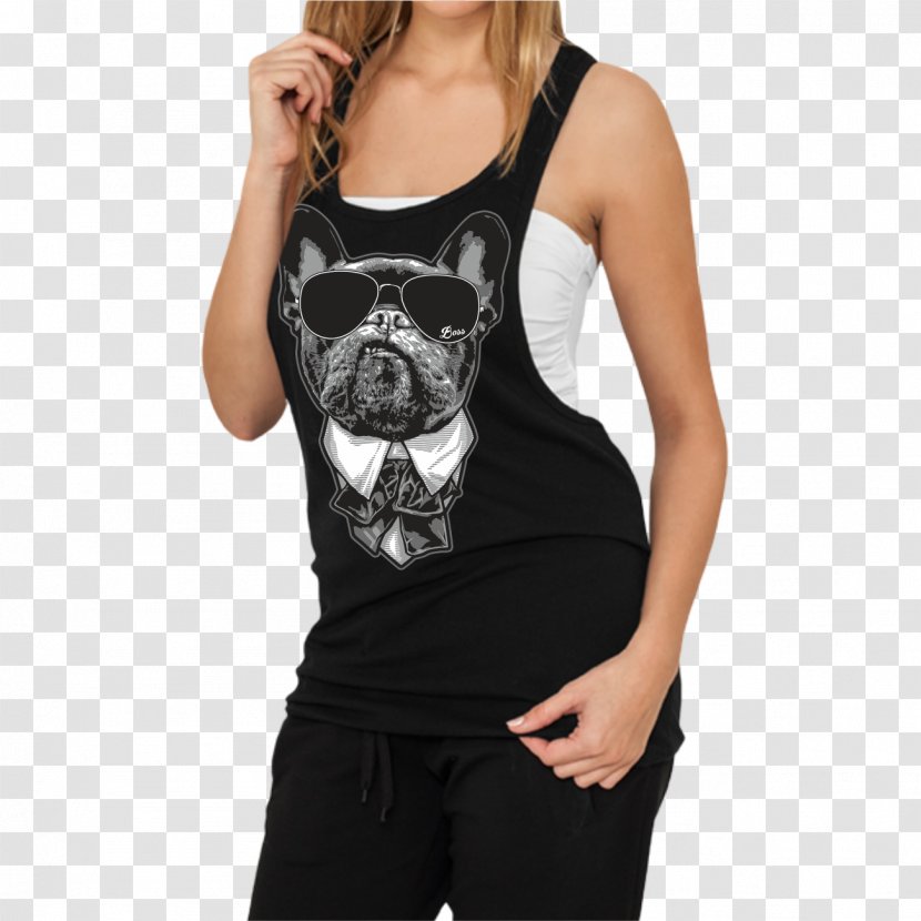 T-shirt French Bulldog Top Sleeveless Shirt - Flower - FranzÃ¶sische Bulldogge Transparent PNG
