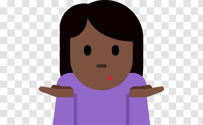 Shrug Emojipedia Dark Skin Human Color - Cartoon - Emoji Transparent PNG