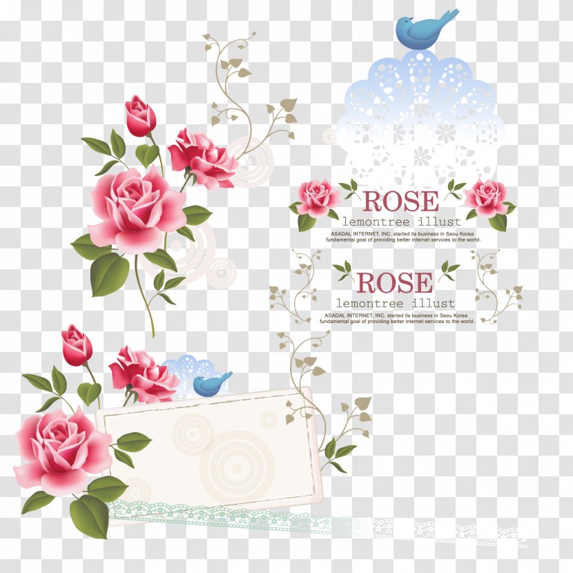 Rose Euclidean Vector Flower - Greeting Card - Romantic Pattern Transparent PNG
