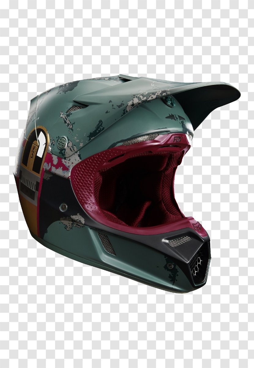 Boba Fett Motorcycle Helmets R2-D2 Star Wars Fox Racing - Motocross Transparent PNG