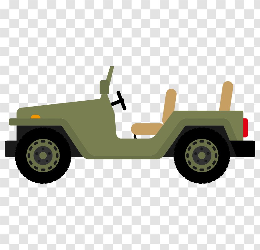 Sports Car Jeep - Military Vehicle - Flat Army Green Transparent PNG