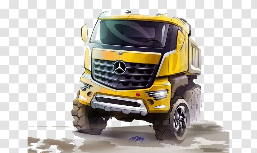 Mercedes-Benz Short Bonnet Trucks Car Actros - Brand - Mercedes Benz Hand-painted Truck Transparent PNG