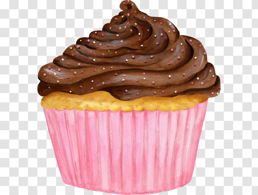 Cupcake Muffin Ganache Chocolate - Pink Cupcakes Transparent PNG