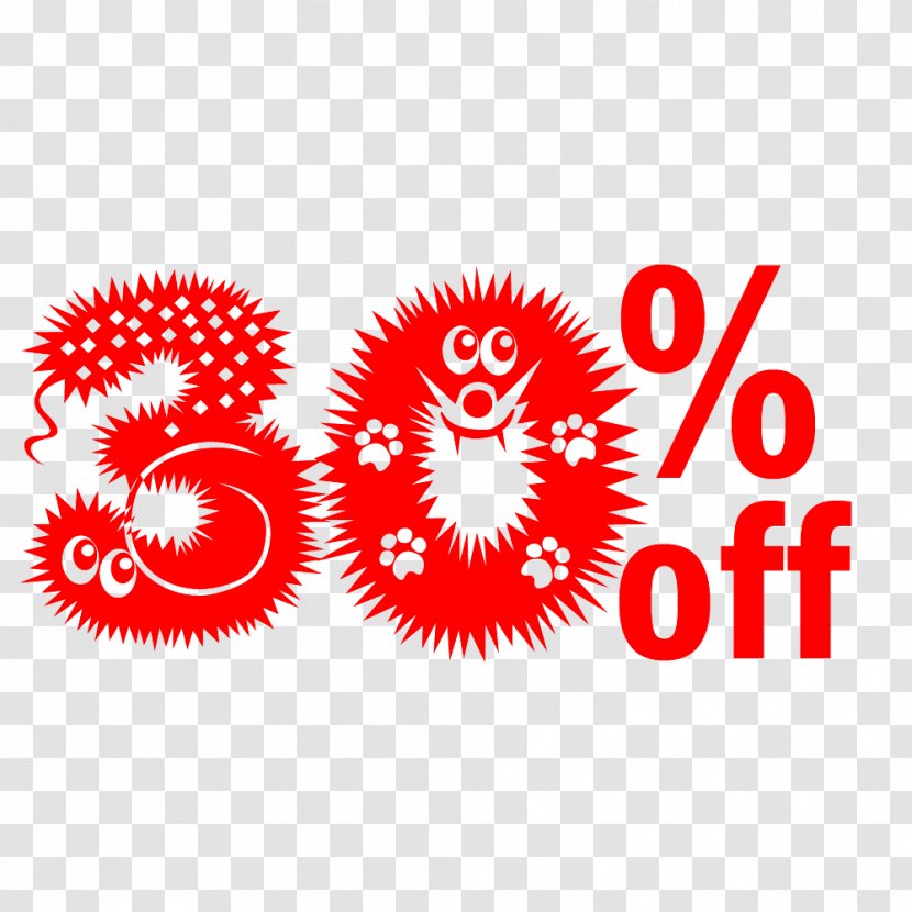 Cute Hairy Halloween 30% Off Discount Tag. - Logo - Red Transparent PNG