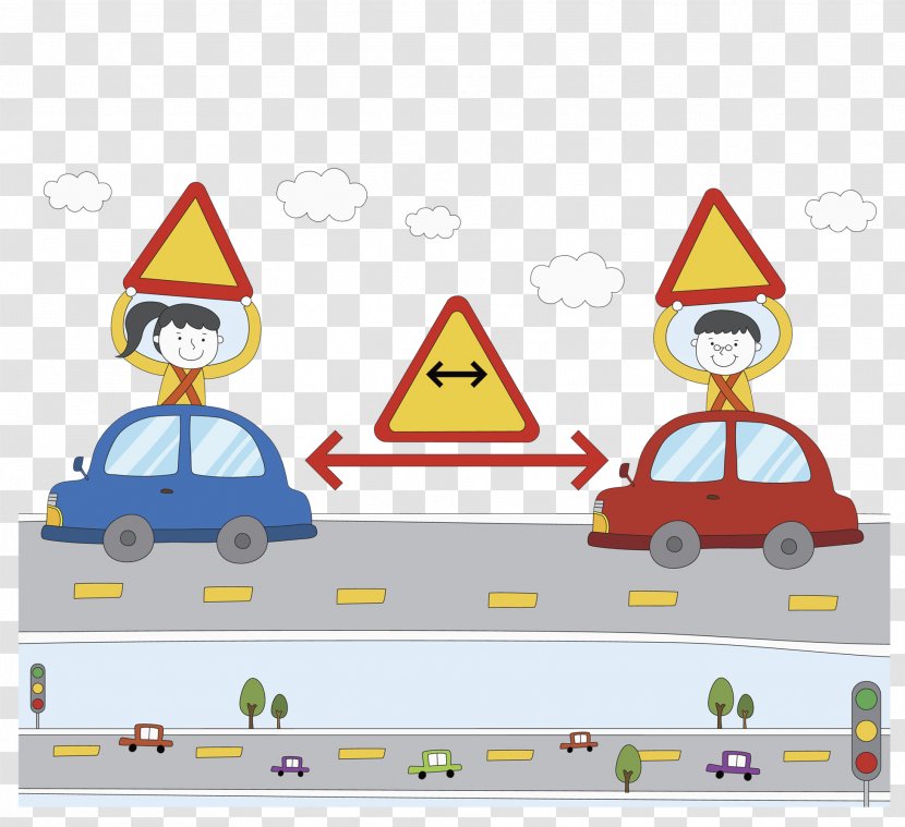 Traffic Sign Transport Arrow Road Pedestrian - Illustration Transparent PNG