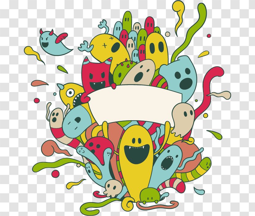 Euclidean Vector Drawing - Monster - Cartoon Color Cute Ghost Group Transparent PNG