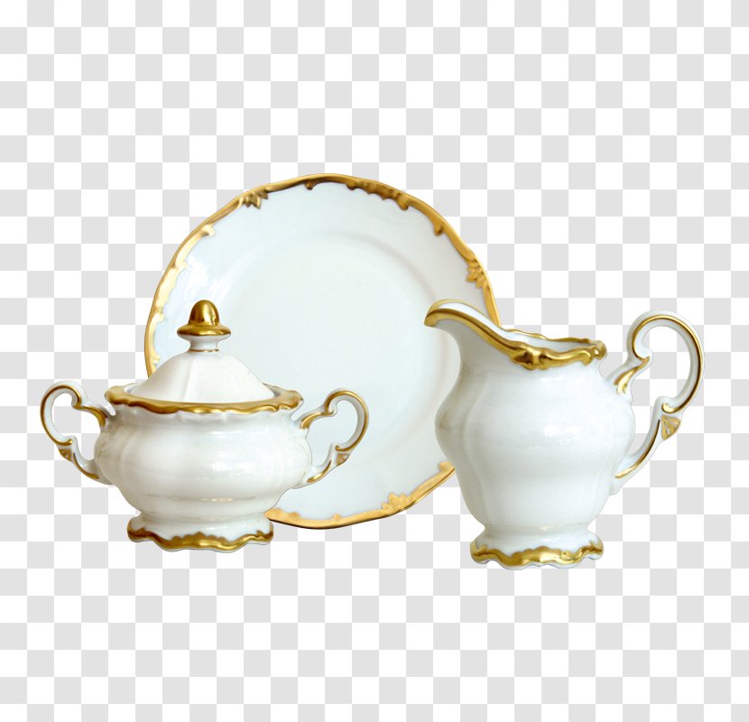 Coffee Cup Porcelain Saucer Teapot Tableware - Dinnerware Set - Glitz Transparent PNG