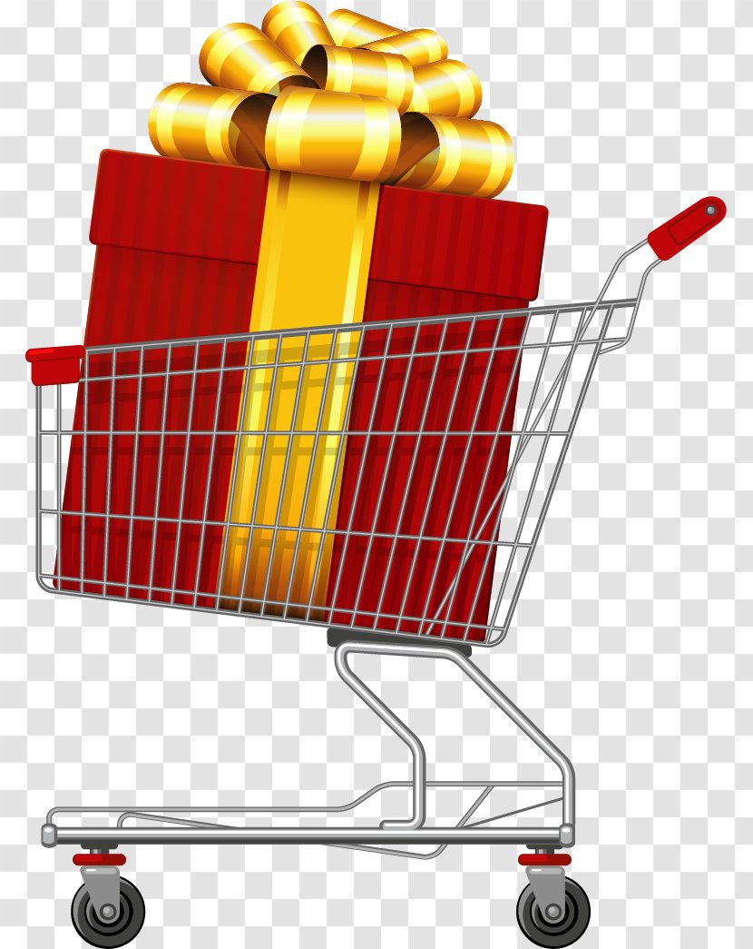 Vector Hand-painted Gift Shopping Car - Cart Transparent PNG