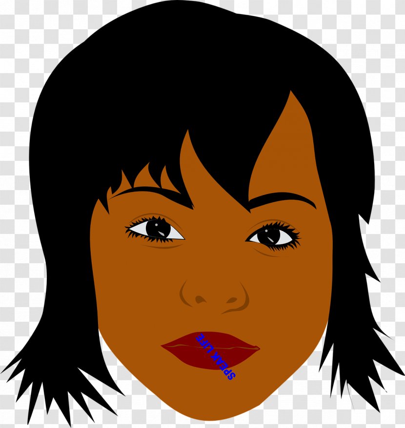 Black Hair Woman Afro Clip Art - Watercolor - Lips Transparent PNG