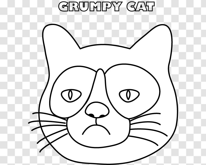 Whiskers Grumpy Cat Coloring Book Drawing - Heart Transparent PNG