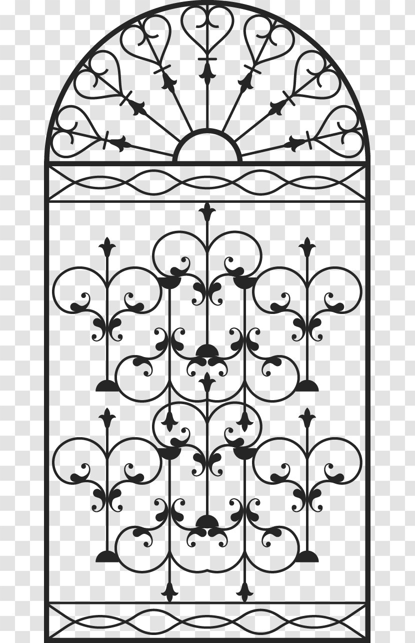 Window Grille Gate Wrought Iron - Black And White - Continental Door Transparent PNG