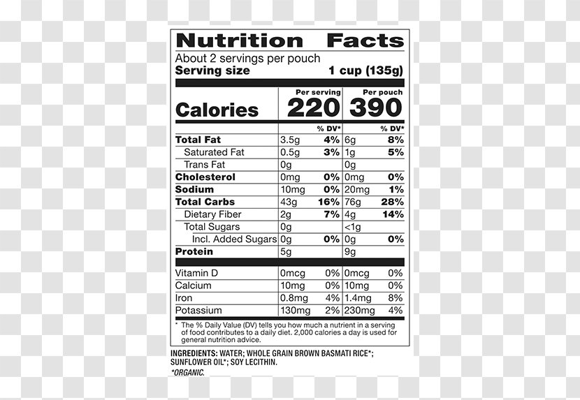 Smoothie Beef Stroganoff Basmati Nutrition Facts Label - Flower - Rice Transparent PNG